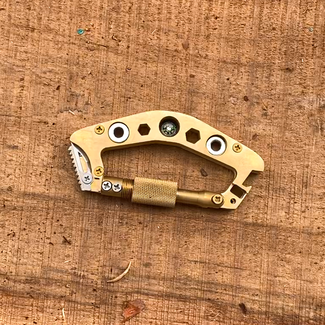 AX02: 12-in-1 Brass Alloy Outdoor EDC Carabiner-Your Helper!