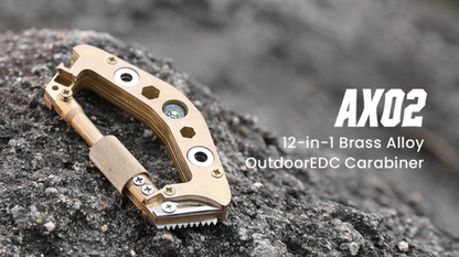 AX02: 12-in-1 Brass Alloy Outdoor EDC Carabiner-Your Helper!